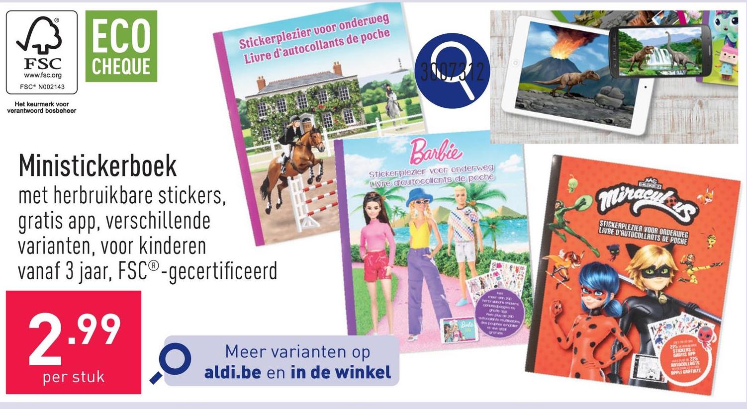 Ministickerboek met meer dan 190 herbruikbare stickers, met gratis app, keuze uit verschillende varianten, geschikt voor kinderen vanaf 3 jaar, FSC®-gecertificeerd