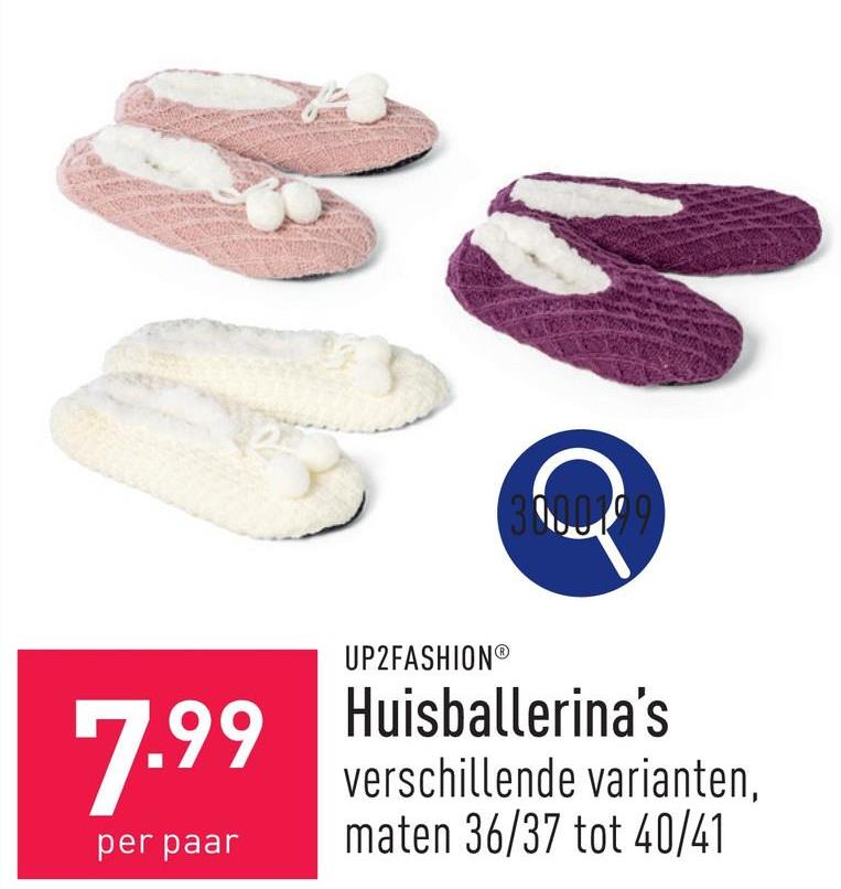 Huisballerina's buitenmateriaal uit acryl, binnenmateriaal uit polyester, binnen- en buitenzool uit polyester, keuze uit verschillende varianten, maten 36/37 tot 40/41, OEKO-TEX®-gecertificeerd