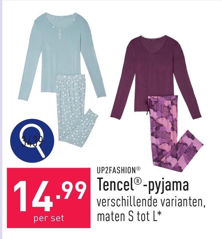 Tencel®-pyjama modal (Tencel®)/elastaan (Lycra®), top: loose fit, broek: straight fit of tapered fit, keuze uit verschillende varianten, maten S tot L*, OEKO-TEX®-gecertificeerd