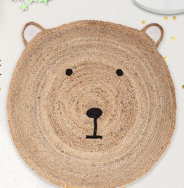 Kindertapijt BEAR Rond Jutte Naturel Kindertapijt BEAR Rond Jutte Naturel