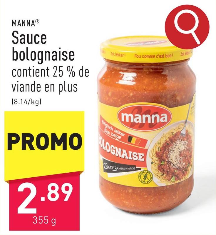 Sauce bolognaise contient 25 % de viande en plus