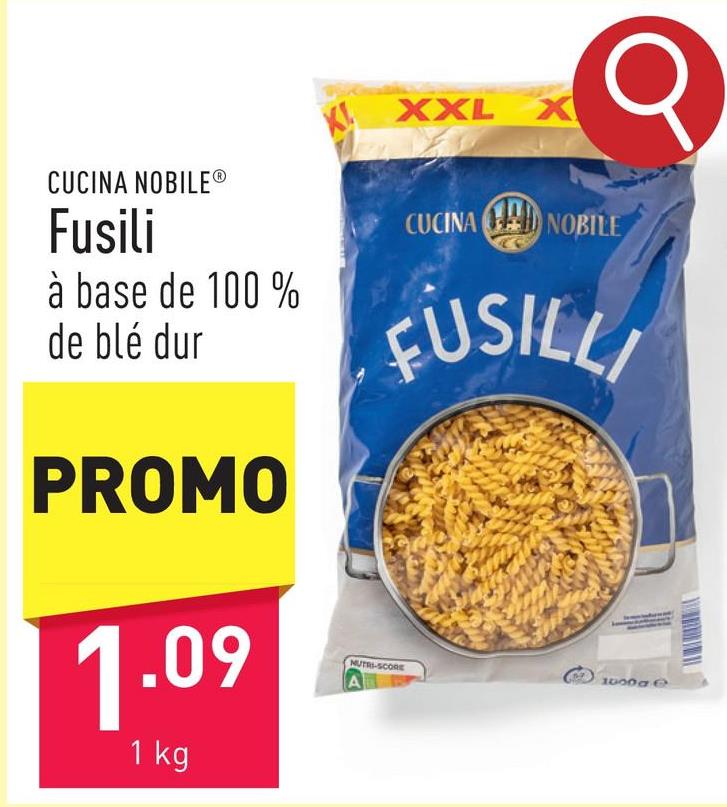 Fusili à base de 100 % de blé dur