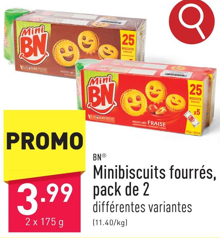 Minibiscuits fourrés, pack de 2 choix entre différentes variantes