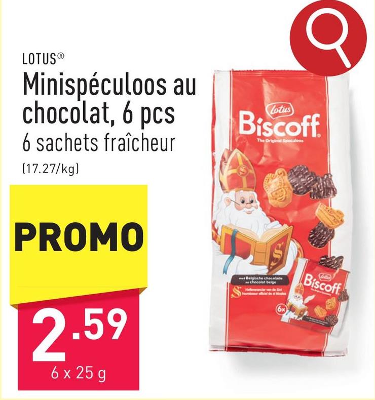 Minispéculoos au chocolat, 6 pcs 6 sachets fraîcheur