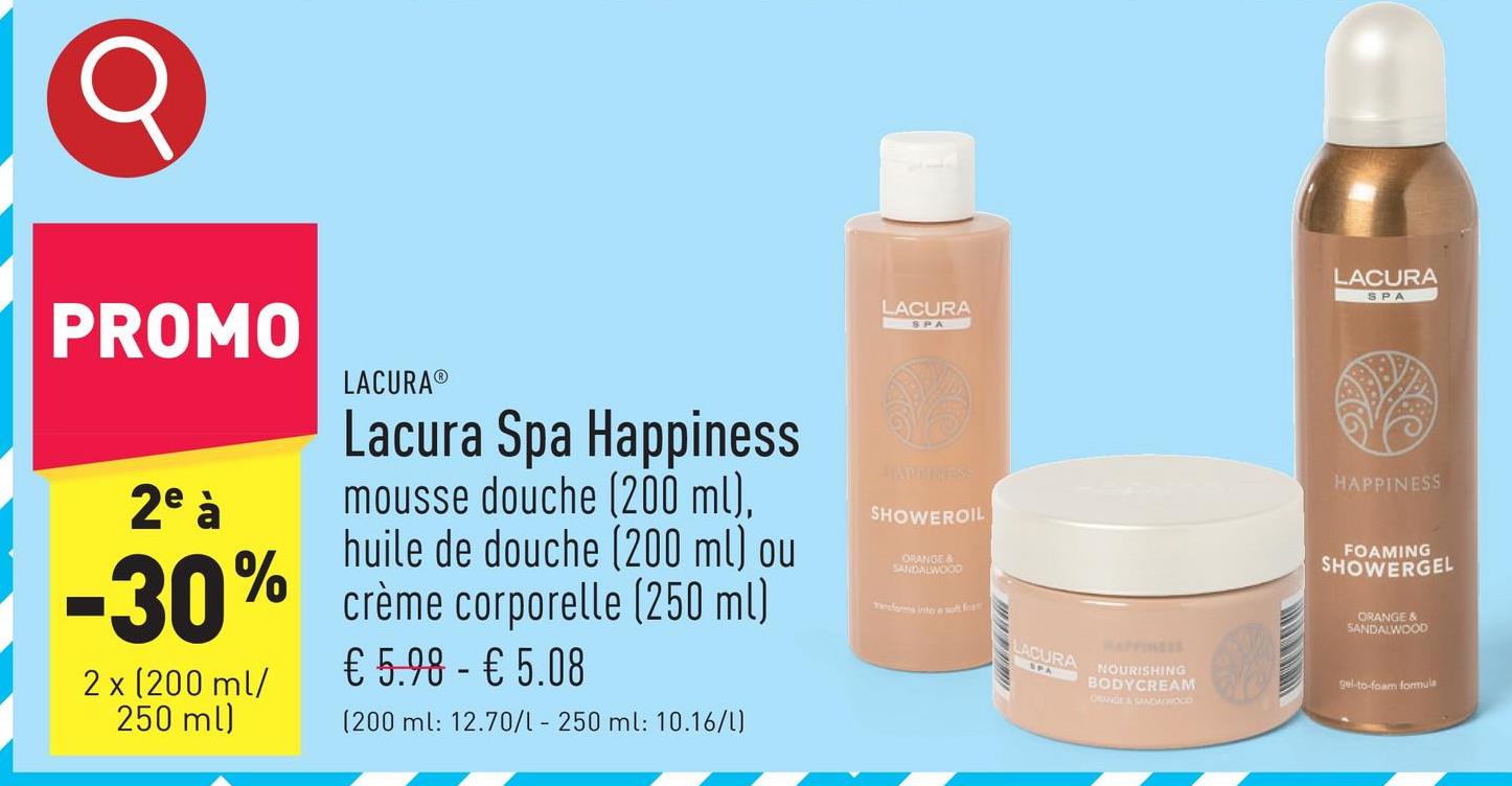 Lacura Spa Happiness choix entre mousse de douche (200 ml), huile de douche (200 ml) et crème corporelle (250 ml)