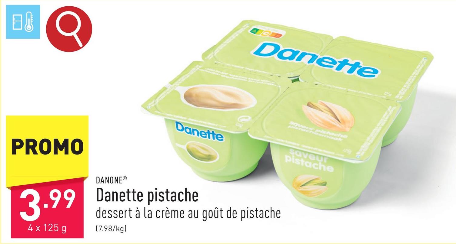 Danette pistache dessert à la crème au goût de pistache