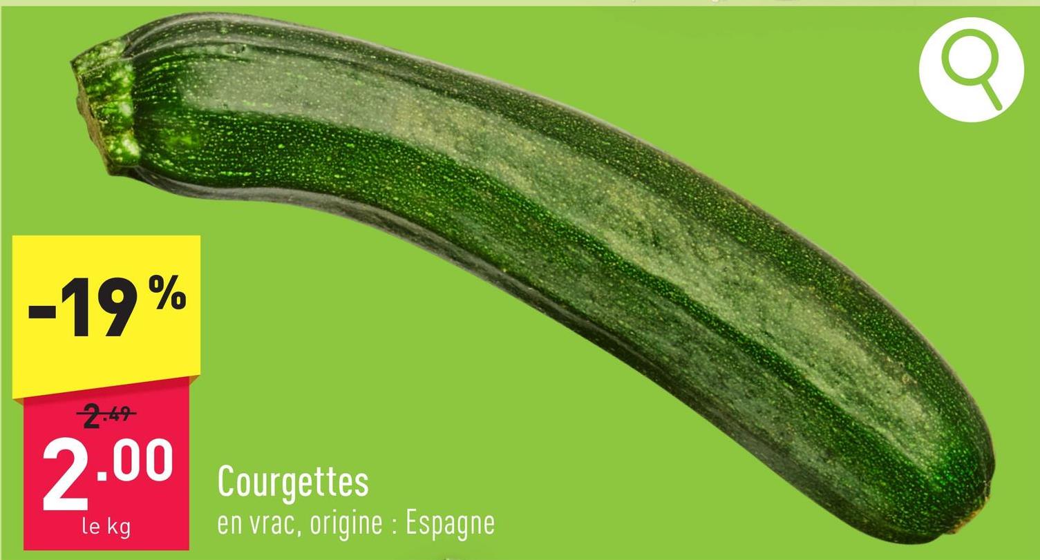 Courgettes en vrac, origine : Espagne