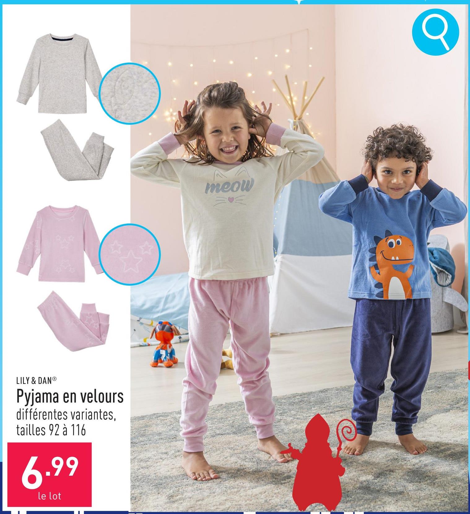 Pyjama en velours coton/polyester, velours, classic et tapered fit, choix entre différentes variantes, tailles 92 à 116, certifié OEKO-TEX®