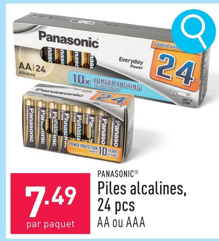 Piles alcalines, 24 pcs choix entre piles AA et piles AAA