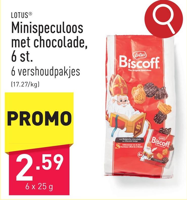 Minispeculoos met chocolade, 6 st. 6 vershoudpakjes