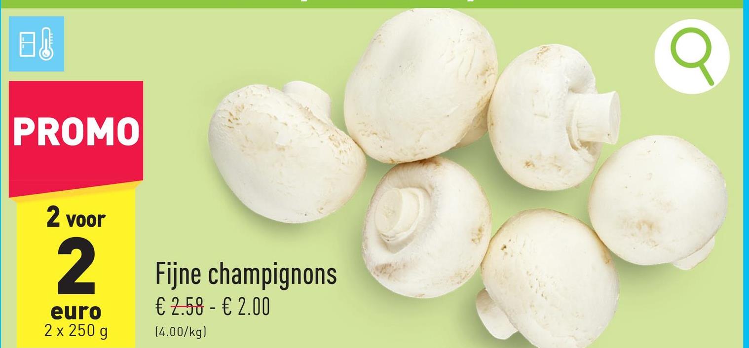 Fijne champignons verpakt, oorsprong: België, Nederland