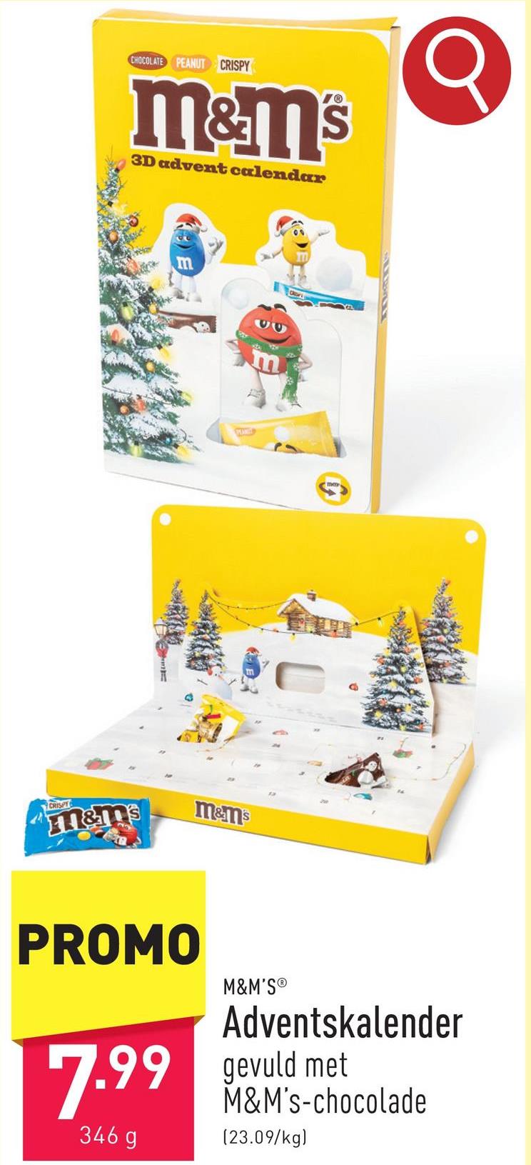 Adventskalender gevuld met M&amp;M's-chocolade