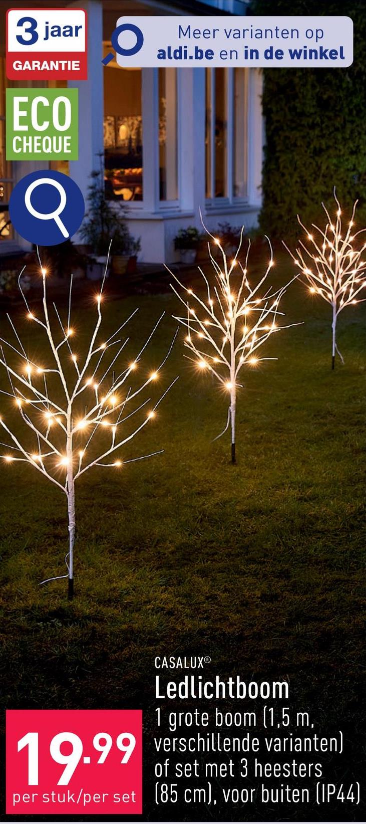 Ledlichtboom keuze uit 1 grote boom (1,5 m, keuze uit verschillende varianten, incl. grondpennen) en set met 3 heesters (85 cm), met timerfunctie, geschikt voor buiten (IP44)