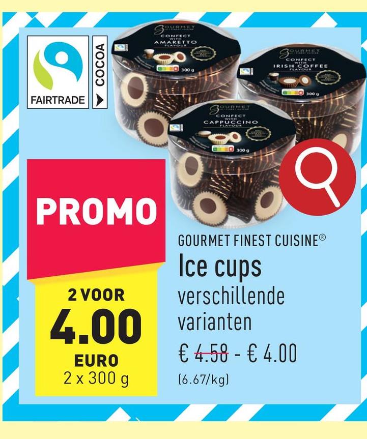 Ice cups keuze uit verschillende varianten, met Fairtrade-gecertificeerde cacao