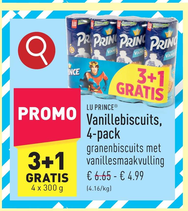 Vanillebiscuits, 4-pack granenbiscuits met vanillesmaakvulling