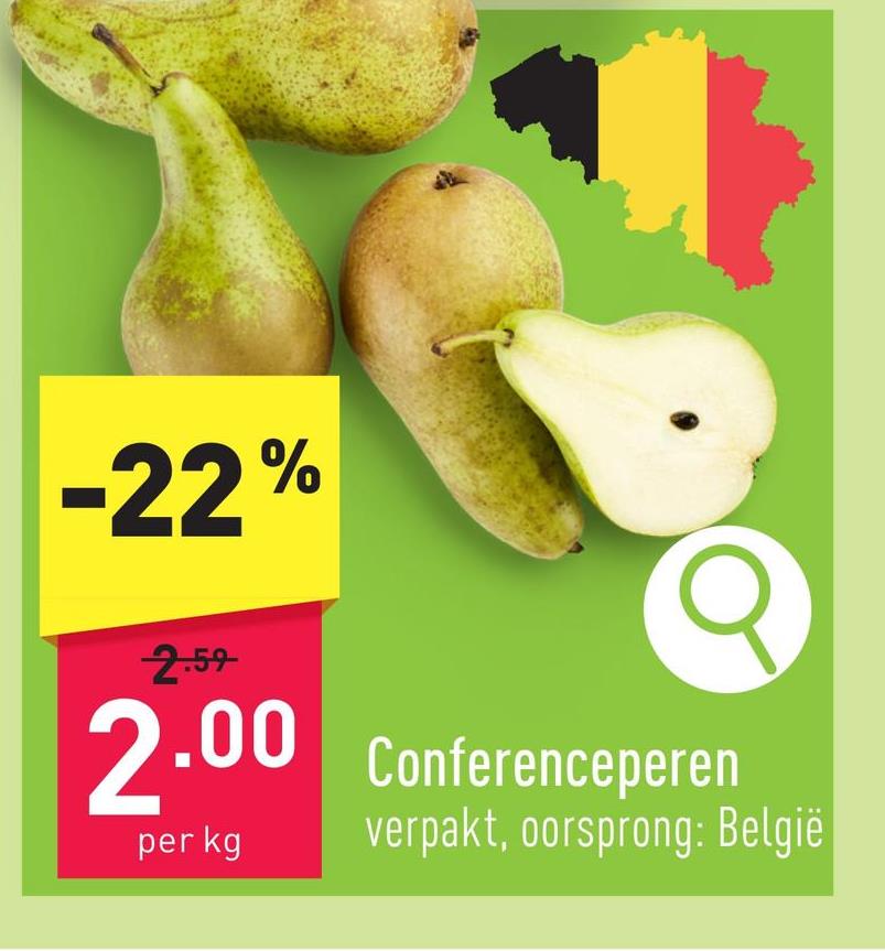 Conferenceperen verpakt, oorsprong: België