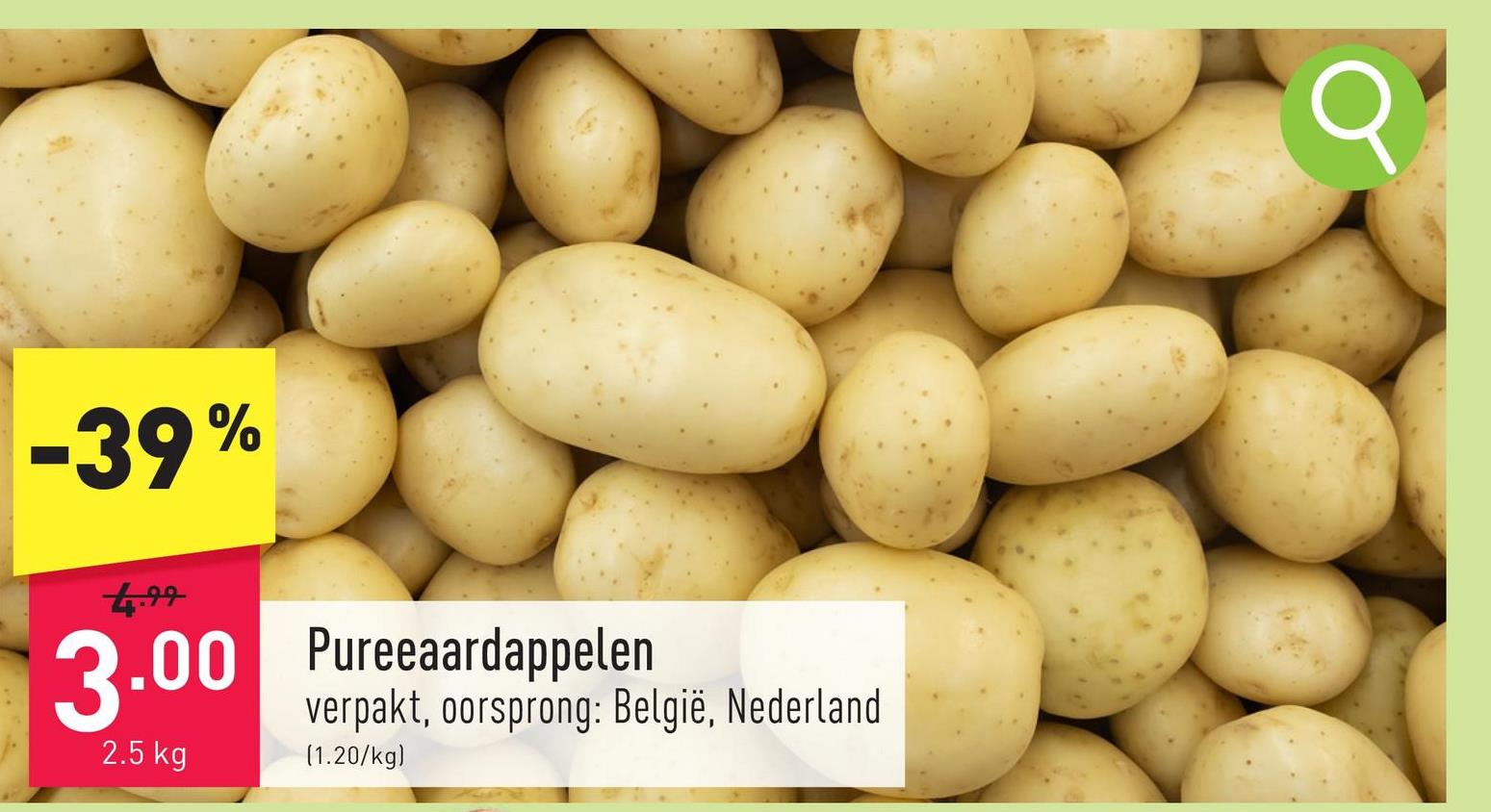 Pureeaardappelen verpakt, oorsprong: België, Nederland