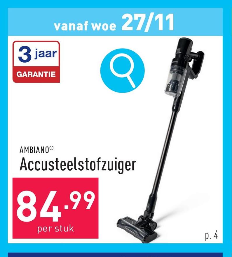 Accusteelstofzuiger robuuste kunststofbehuizing2,2 volt2200 mAhmax. 130 W2-in-1: bediening als steel- of handstofzuigerlithiumionaccu2-in-1-filtersysteem: filter voor grof stof en HEPA-filter (wasbaar)inhoud stofcontainer: 600 mloplaadtijd: 4 à 5 uur2 zuigkrachtniveaussnoer van ca. 180 cmincl. wandhouder met bevestigingsmateriaal, meubel-/borstelmondstuk, kierenzuiger, vloermondstuk, 2 borstelrollen en netadapter