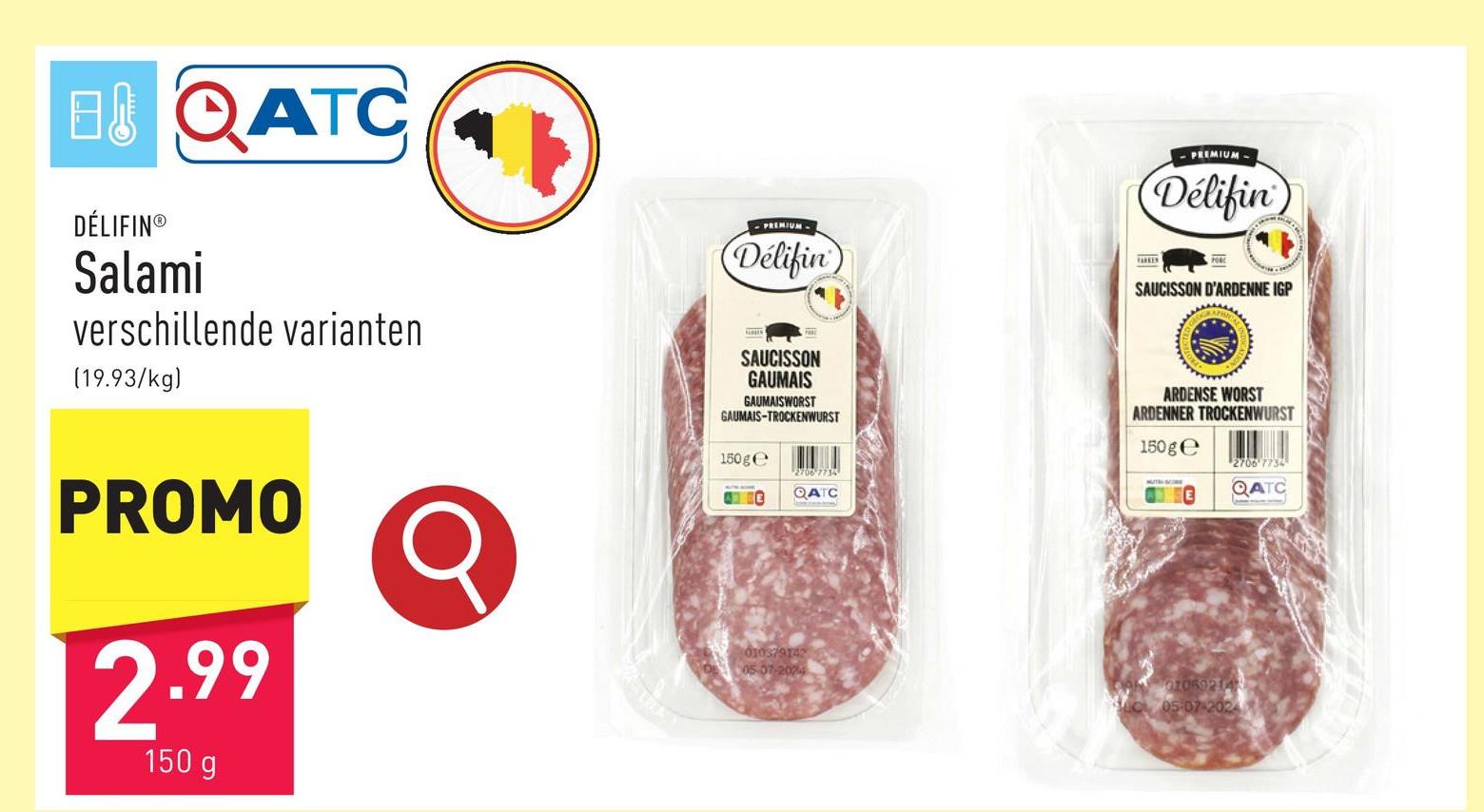 Salami keuze uit Ardense worst en gaumaisworst, in sneetjes