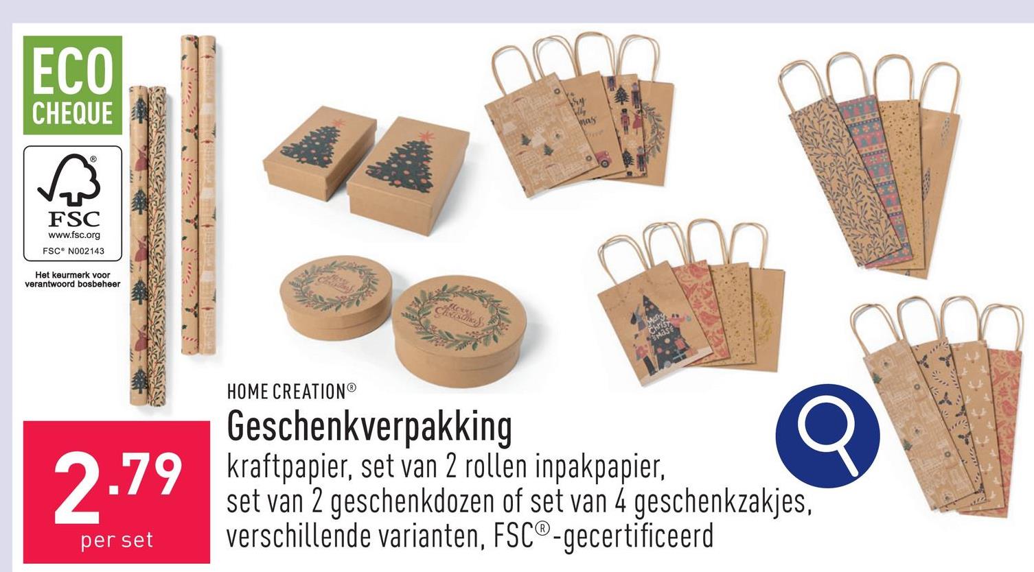 Geschenkverpakking kraftpapier, keuze uit set van 2 rollen inpakpapier (70 cm x 50 m), set van 4 geschenkzakjes (11 x 11 x 38 cm of 18 x 10 x 23 cm), set van 2 rechthoekige geschenkdozen (18 x 11 x 5,5 cm en 16,5 x 10 x 4,5 cm) en set van 2 ronde geschenkdozen (diameter: 18 x 5,5 cm en 16,5 x 4,5 cm), keuze uit verschillende varianten, FSC®-gecertificeerd