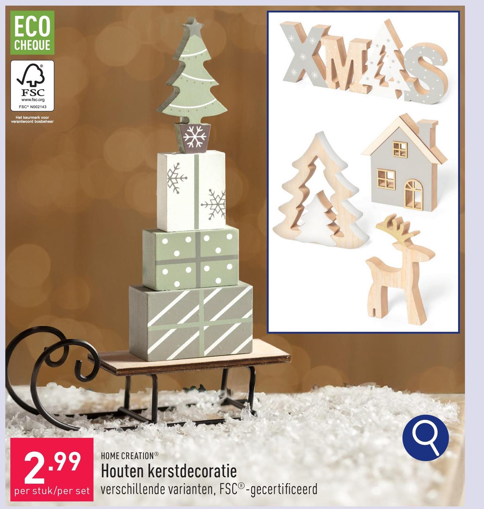 Houten kerstdecoratie keuze uit verschillende varianten, FSC®-gecertificeerd