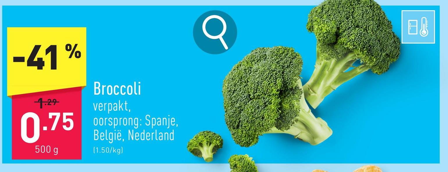 Broccoli verpakt, oorsprong: Spanje, België, Nederland