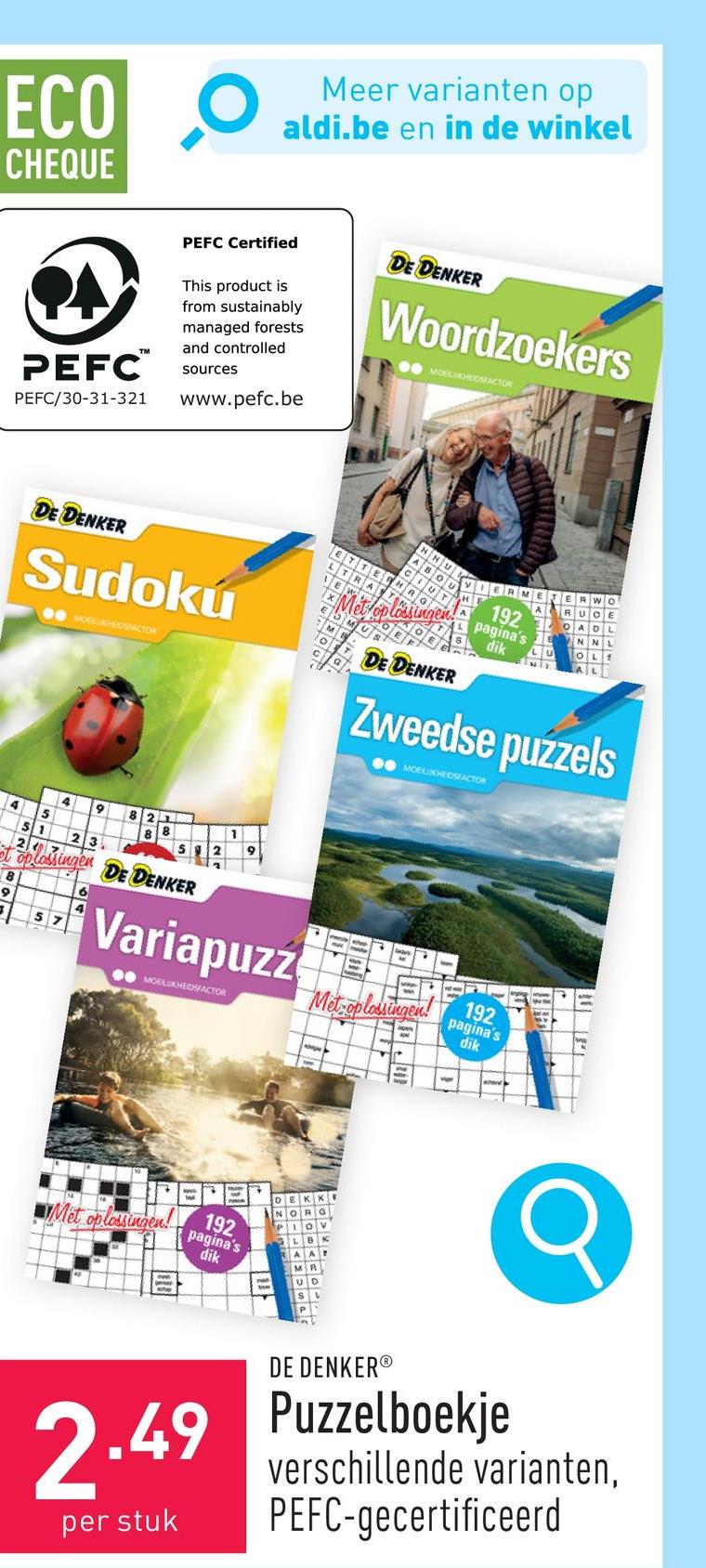 Puzzelboekje keuze uit verschillende varianten, PEFC-gecertificeerd