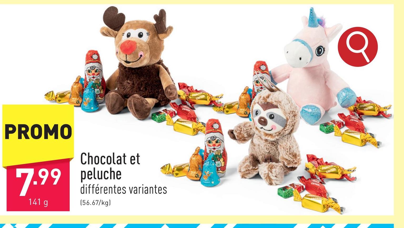 Chocolat et peluche choix entre différentes variantes