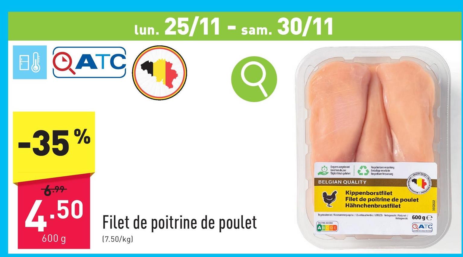 Filet de poitrine de poulet 100 % poulet, viande belge de qualité