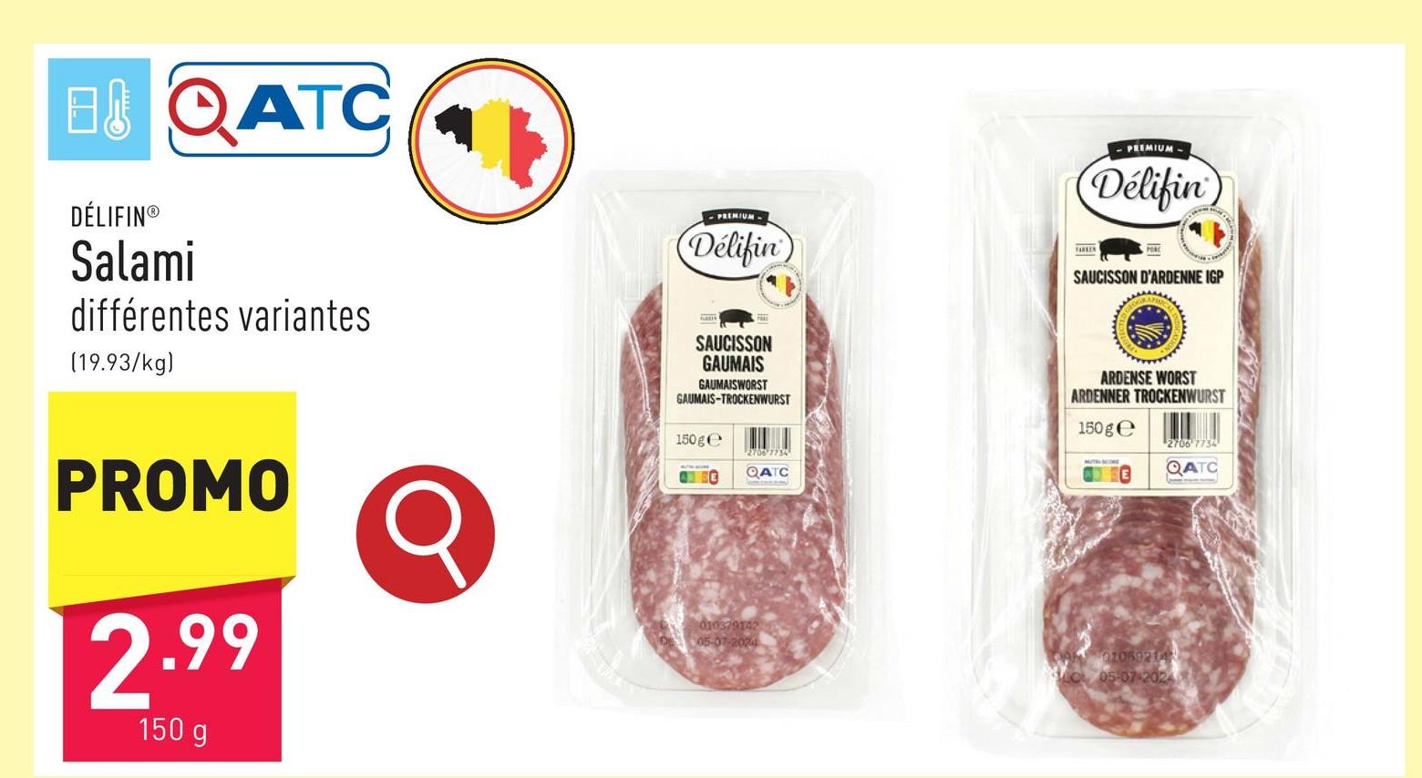 Salami choix entre saucisson ardennais et saucisson gaumais, en tranches