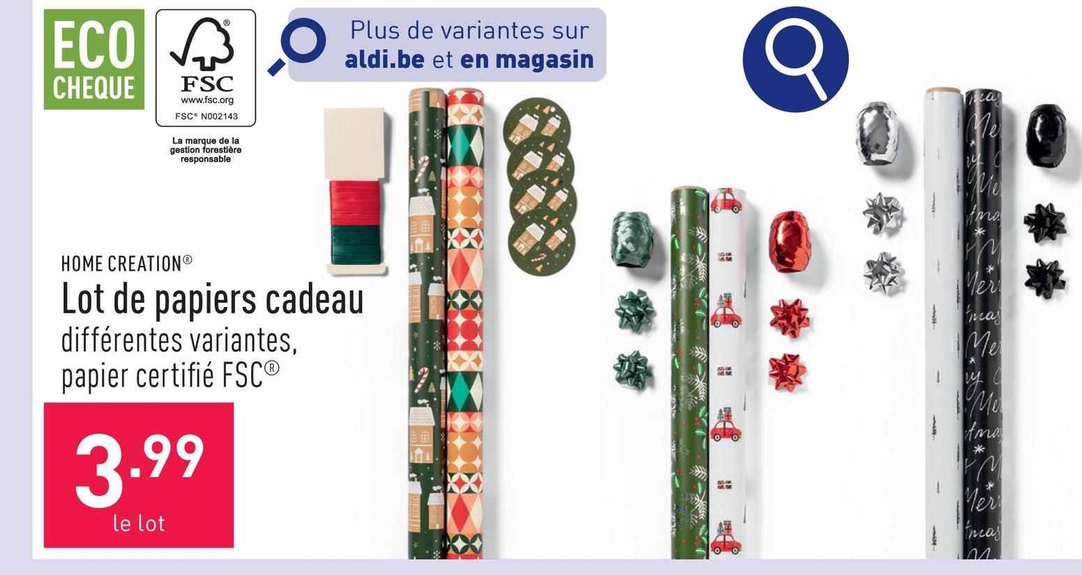 Lot de papiers cadeau choix entre différentes variantes, papier certifié FSC®