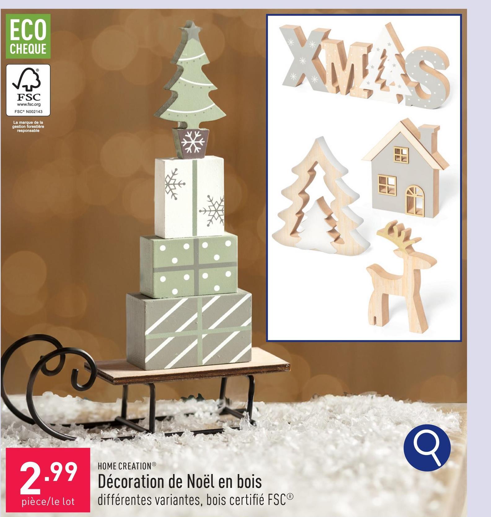 Décoration de Noël en bois choix entre différentes variantes, bois certifié FSC®