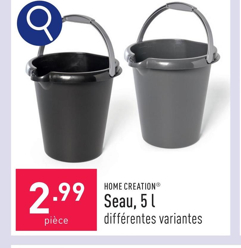 Seau, 5 l polypropylène, choix entre différentes variantes