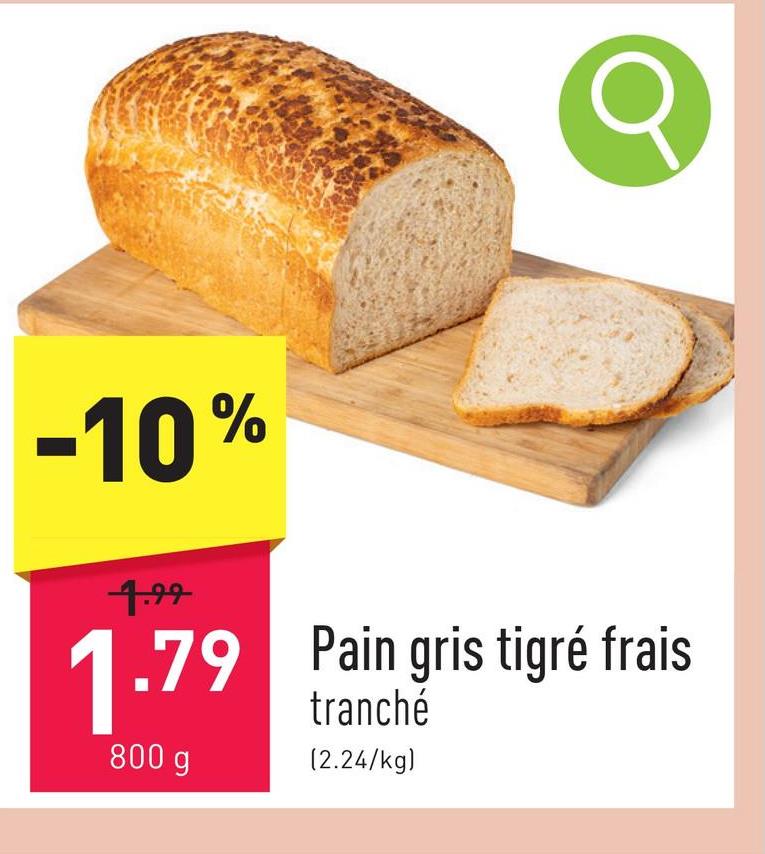 Pain gris tigré frais tranché