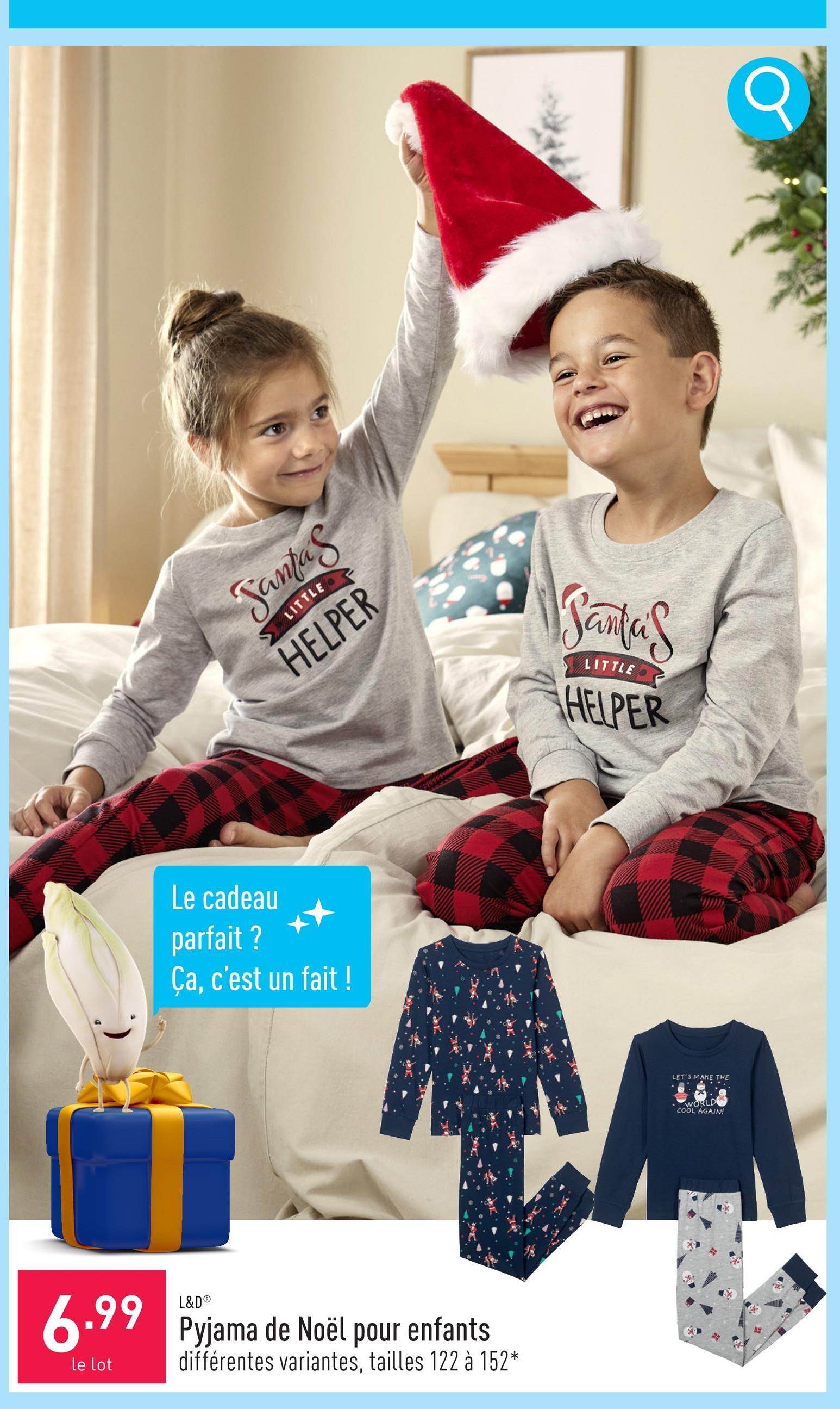 Pyjama de Noël pour enfants coton/viscose ou coton, classic/tapered fit, choix entre différentes variantes, tailles 122 à 152*, certifié OEKO-TEX®