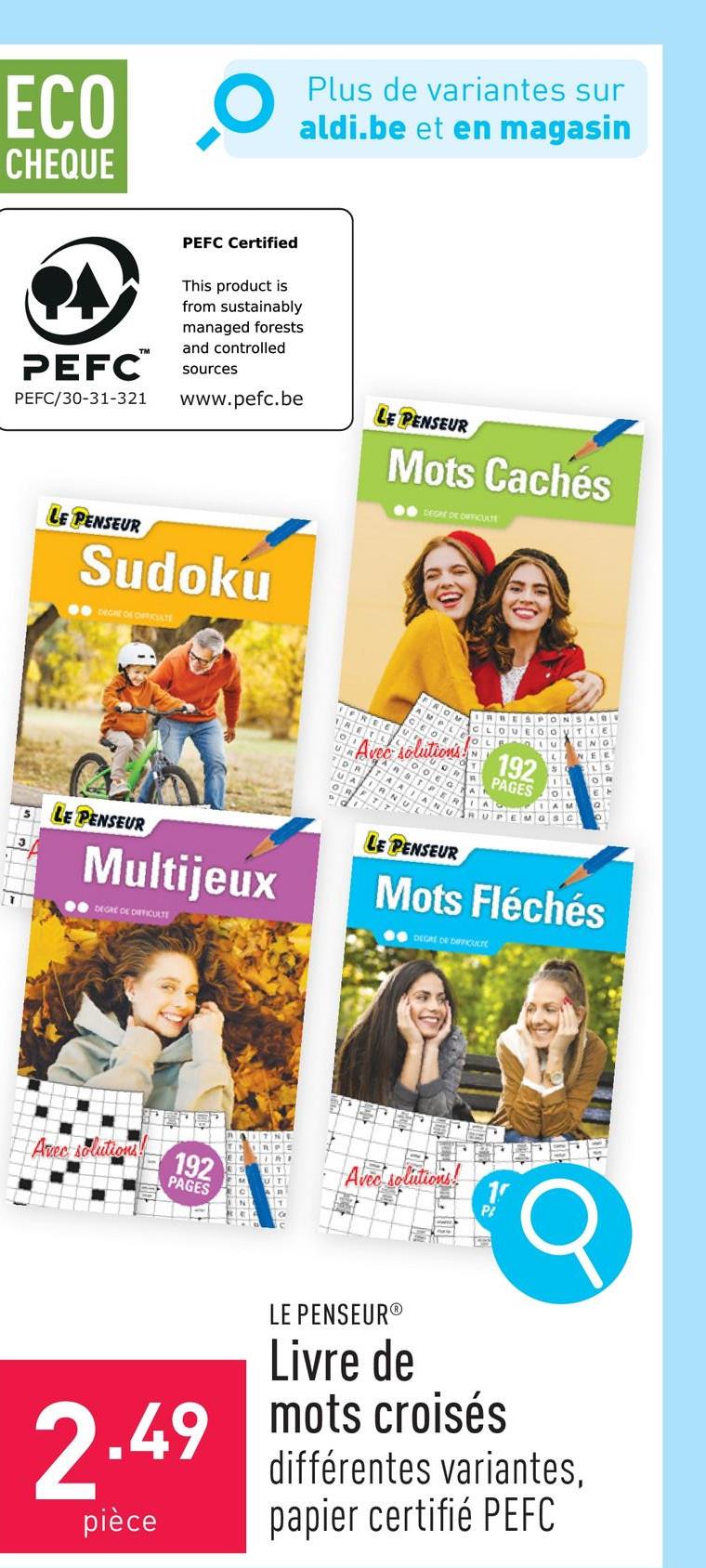 Livre de mots croisés choix entre différentes variantes, papier certifié PEFC