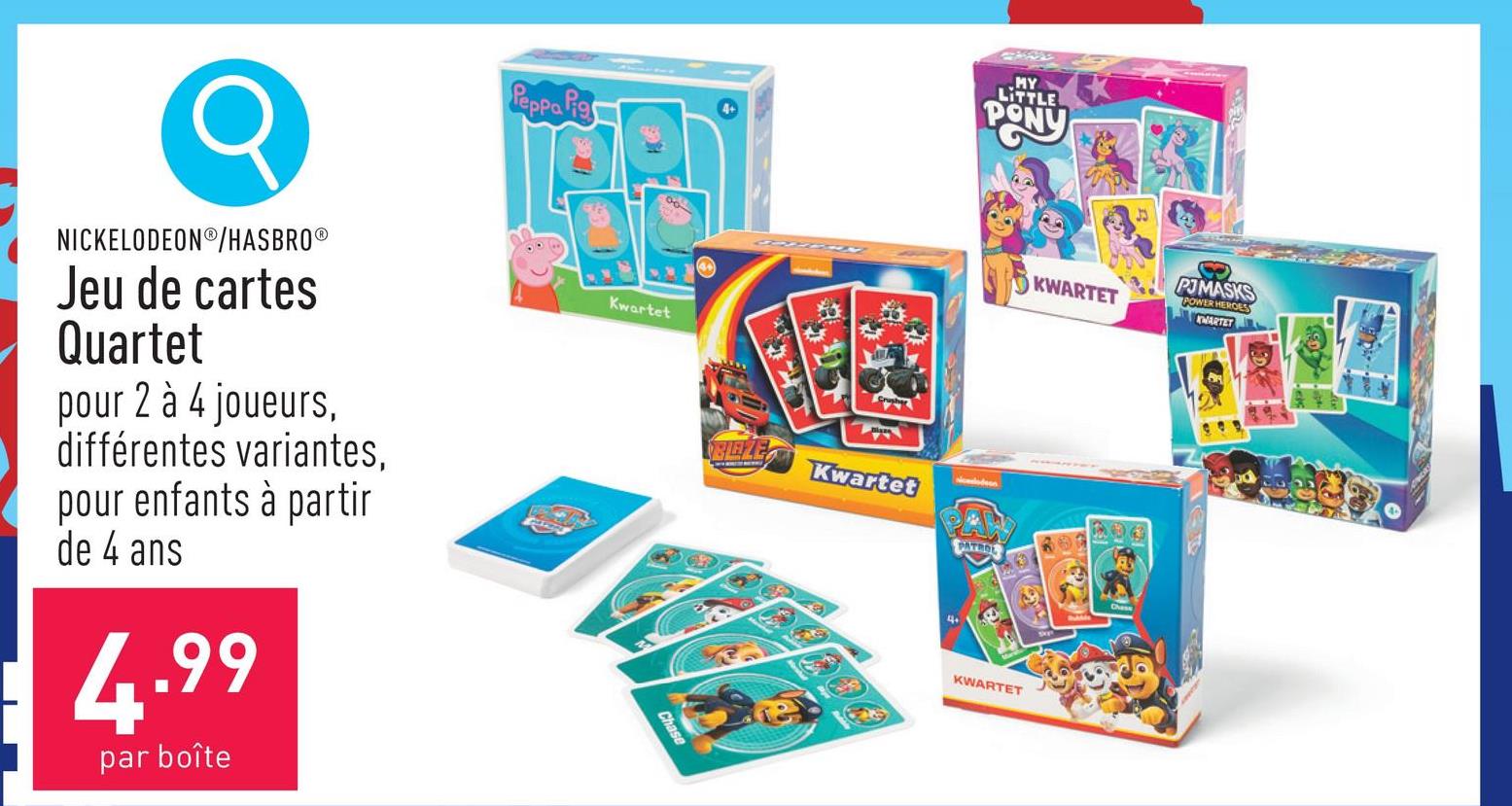 Jeu de cartes Quartet pour 2 à 4 joueurs, durée de jeu : env. 15 min, pour apprendre à reconnaître les couleurs et à compter, 32 cartes (8 quartets) et règles du jeu incl., convient aux enfants à partir de 4 ans, choix entre différentes variantes