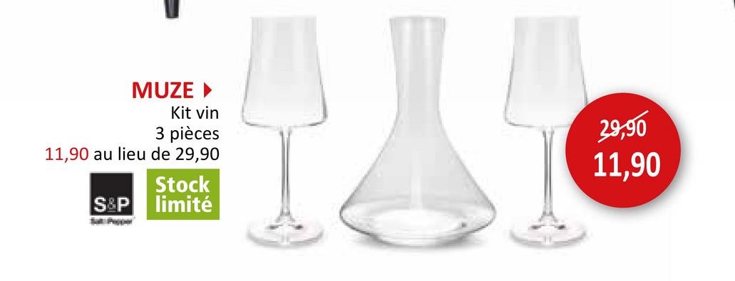 Kit vin Muze 3 pièces - verre - transparent Verres Verres à Vin Vin & Distributeurs Carafes Accessoires Vin