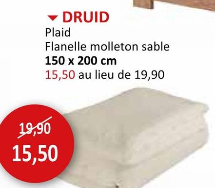 Plaid Druid 150x200cm flanelle molleton sable Textile Plaids