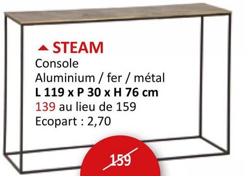 Console Steam 119x30cm Meubles D'appoint Consoles Meubles D'appoint