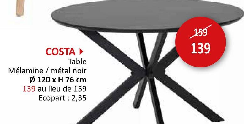 Table ronde Costa Ø120cm - mélamine - noir Tables Tables De Salle à Manger Tables De Cuisine Tables