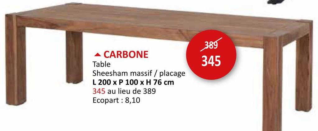 Table Carbone 200x100cm - sheesham massif & placage - naturel Tables Tables De Salle à Manger