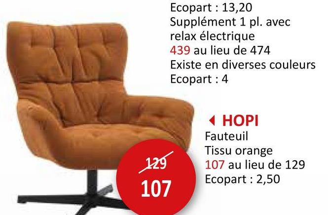 Fauteuil Hopi tissu orange Salons Fauteuils