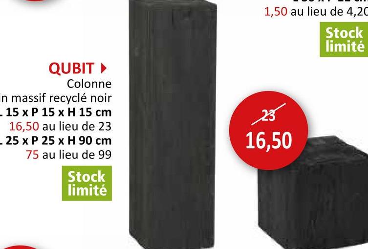 Colonne Qubit 25x25x90cm - sapin massif recyclé - noir Meubles D'appoint Colonnes Meubles D'appoint Décoration Accessoires Décoratifs