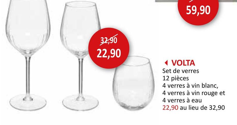 Ensemble de verres Volta 12 pièces - verre - transparent Verres Verres à Eau Verres à Vin