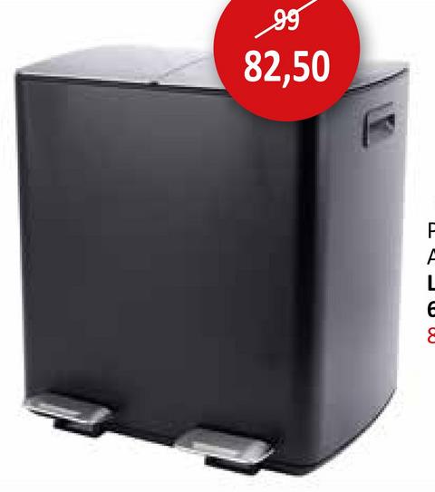 Poubelle à pédale avec compartiment de rangement Stress 2x30L noir mat Accessoires De Cuisine Poubelles Toilette Accessoires Déchets