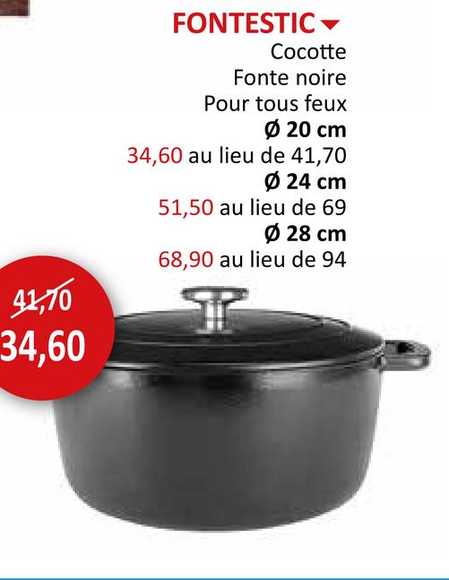 Cocotte Fontestic Ø28cm noir Poêles & Casseroles Casseroles Cocottes Four & Micro-onde Cocottes