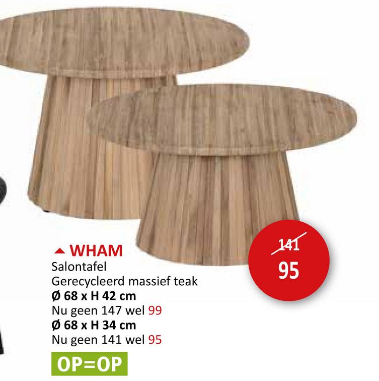 Salontafel Wham Ø68x42cm teak massief Bijzetmeubelen Salontafels