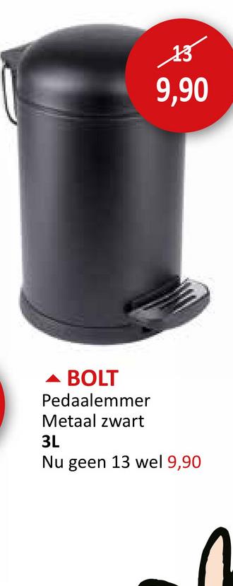 Pedaalemmer Bolt 3L mat zwart Keukenaccessoires Vuilnisbakken Toilet Accessoires Accessoires Afval