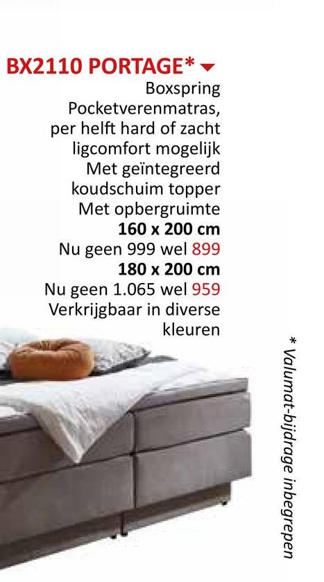 Boxspring BX2110 Portage 160x200cm met opbergruime - stof - ecru Bedden & Boxsprings Boxsprings